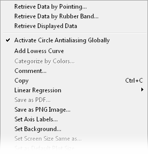 Right-click menu (data retrieval mode)